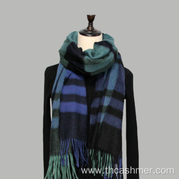 100% Wool Navy Greeen Tartan Big Size Scarf